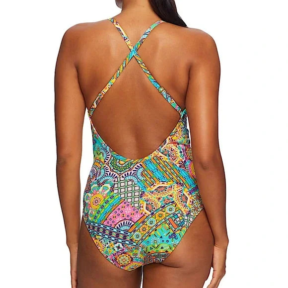 Bleu Rod Beattie Womens Seriously Sunny Wire-Free One-Piece, Size 14