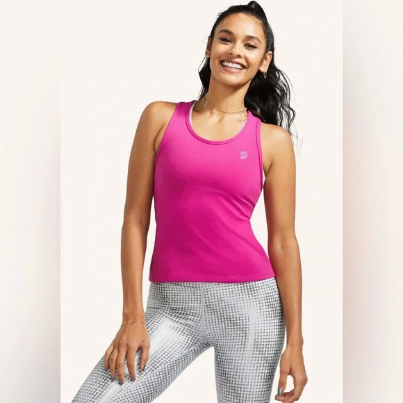 Peloton Pink Cadent Cropped Racer Tank Top, XL