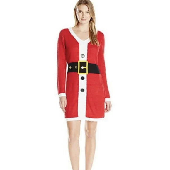 Allison Brittney Christmas Holiday Santa Long Sleeve Sweater Dress Womens Large