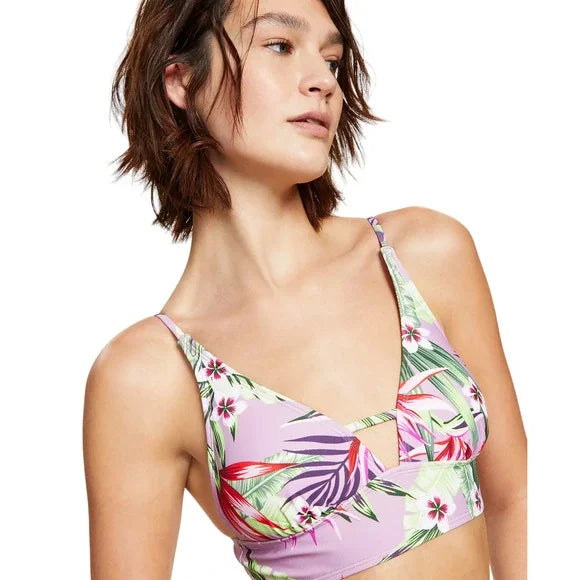 Salt+ Cove Juniors Printed Front-Tab Bikini Top, Size Medium