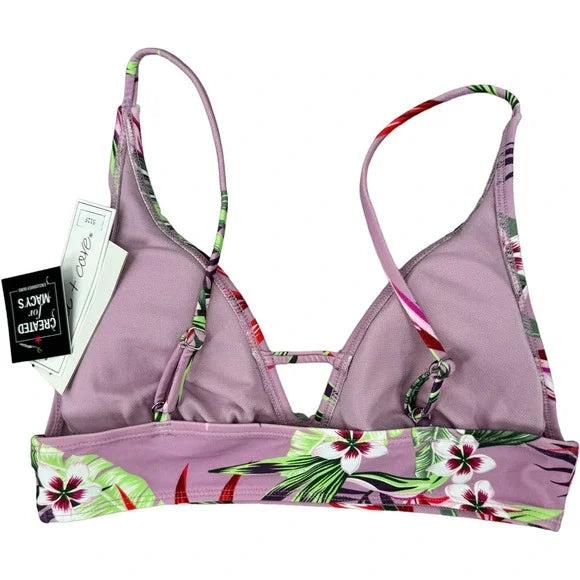 Salt+ Cove Juniors Printed Front-Tab Bikini Top, Size Medium