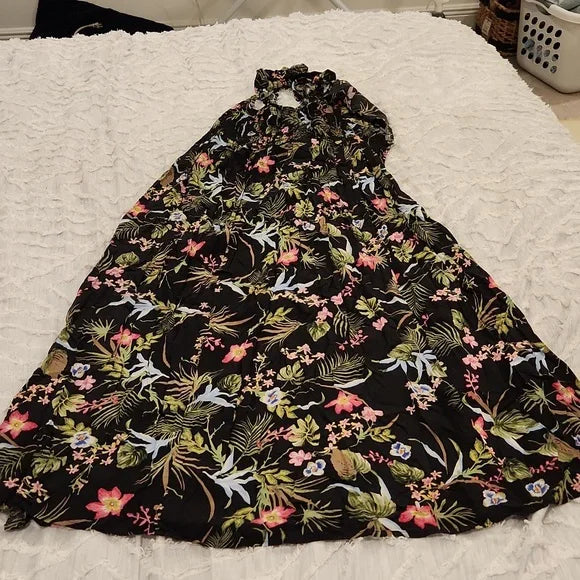 Beautiful black tropical print Raviva dress size Small