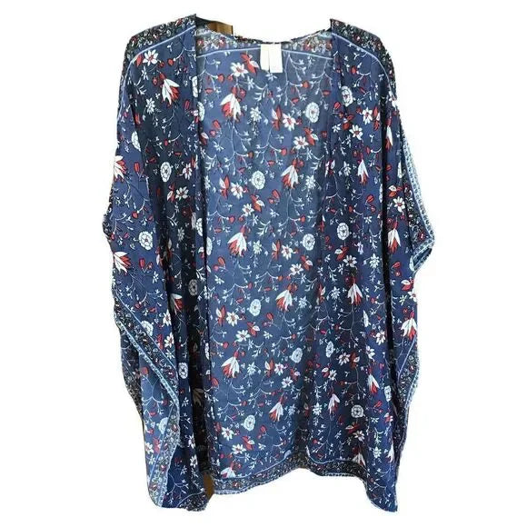 Japna Womens Open Floral Kimono Sheer Boho Cottagecore , OS