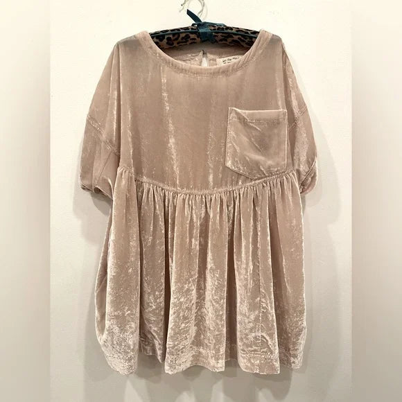 We The Free Moon City Velvet Babydoll Top, Small