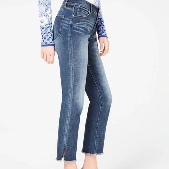 Inc Raw-Hem Straight-Leg Cropped Jeans, size 6