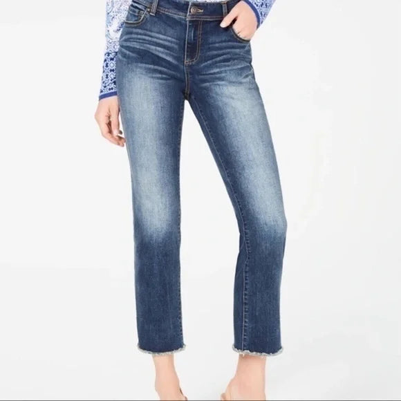Inc Raw-Hem Straight-Leg Cropped Jeans, size 6