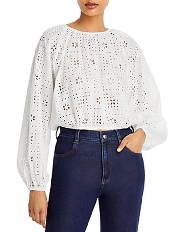 Aqua Cotton Eyelet Top