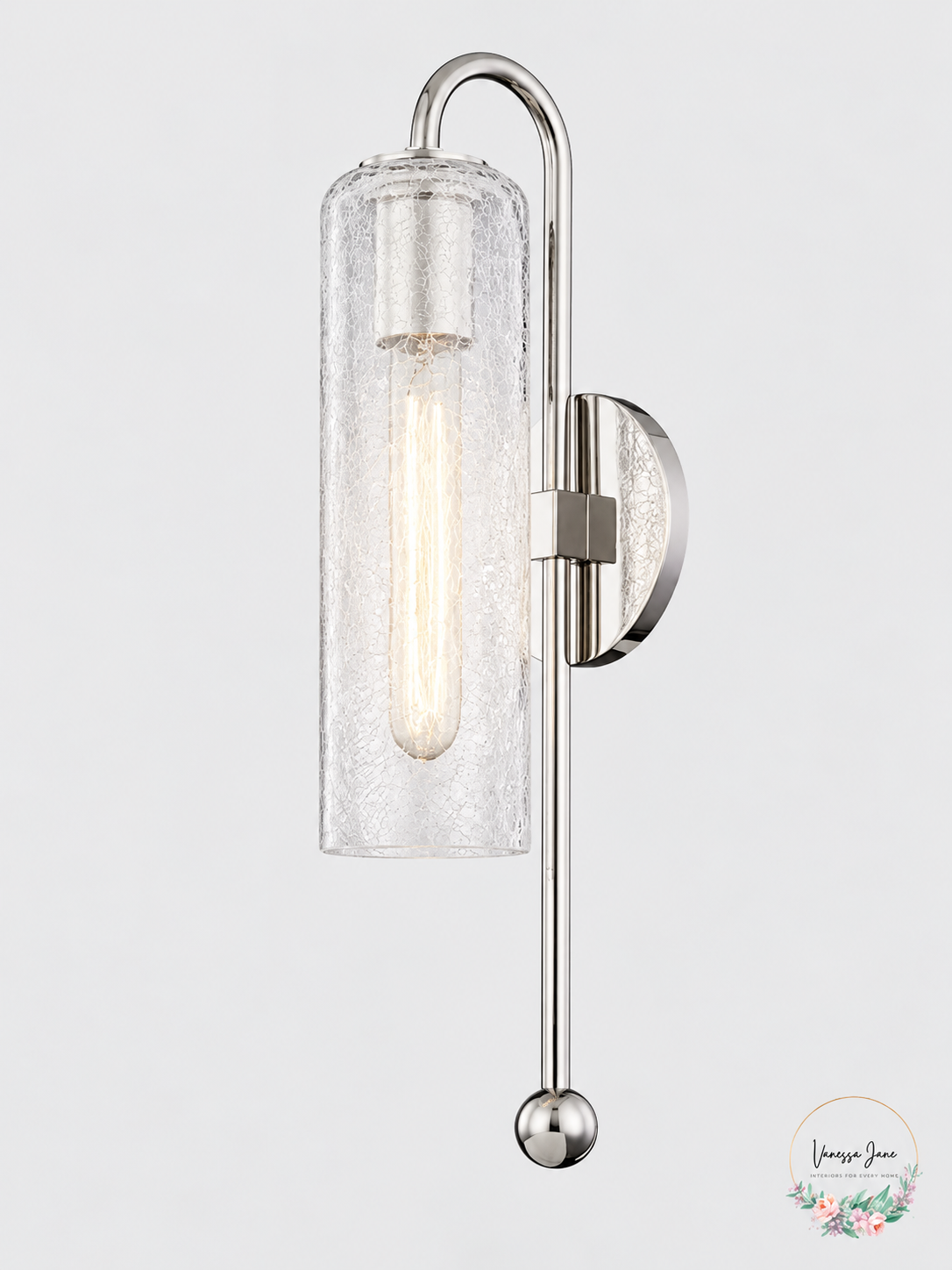 Mitzi Skye Polished Nickel Crackle Glass Wall Sconce H222101-PN