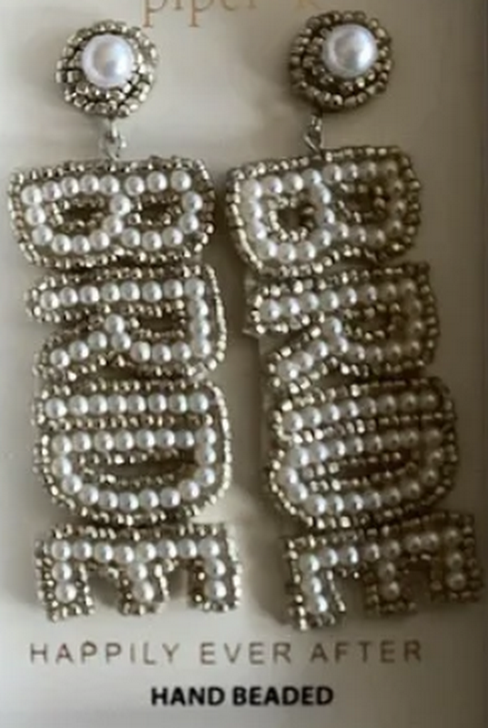 Piper K “Bride” Hand Beaded Bridal Dangle Earrings