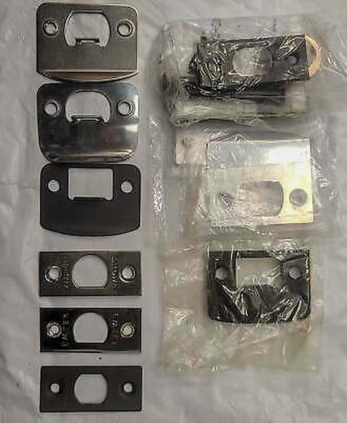 Lot of 9 Strike Plates and Kits, Emtek, Baldwin, Schlage, Kwikset