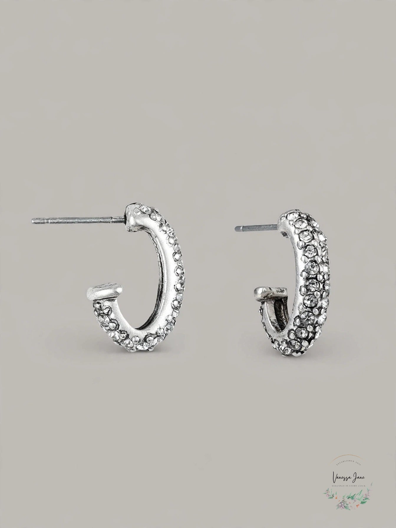 Patricia Nash Silver-Tone Pave Crystal Huggie Hoop Earrings