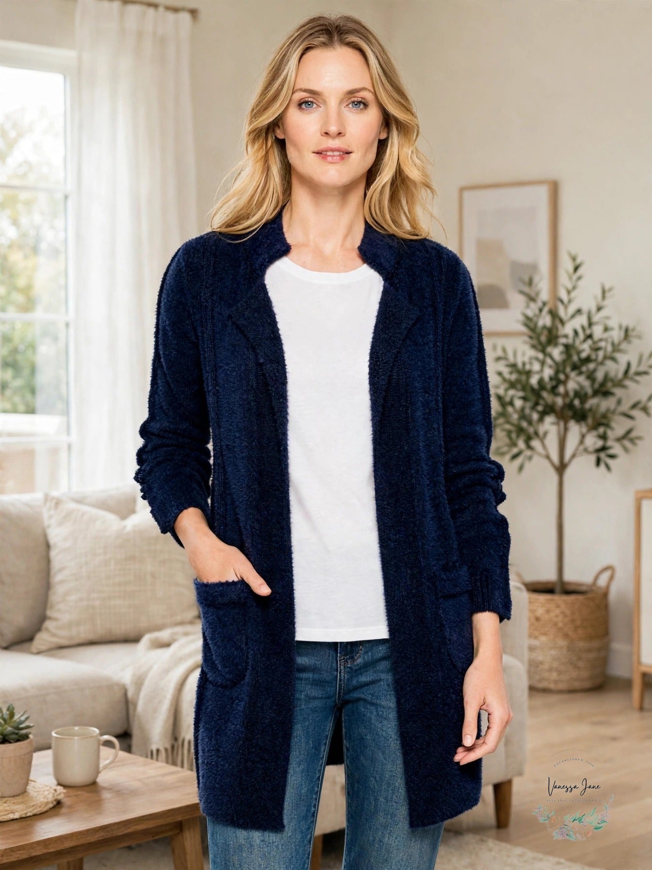 NIC+ZOE Statement Seams Jacket Dark Indigo, Size Large