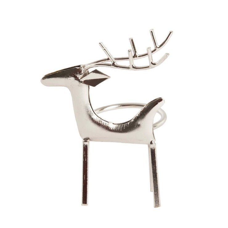Saro Lifestyle Modern Reindeer Design Napkin Ring, Set of 3, Silver