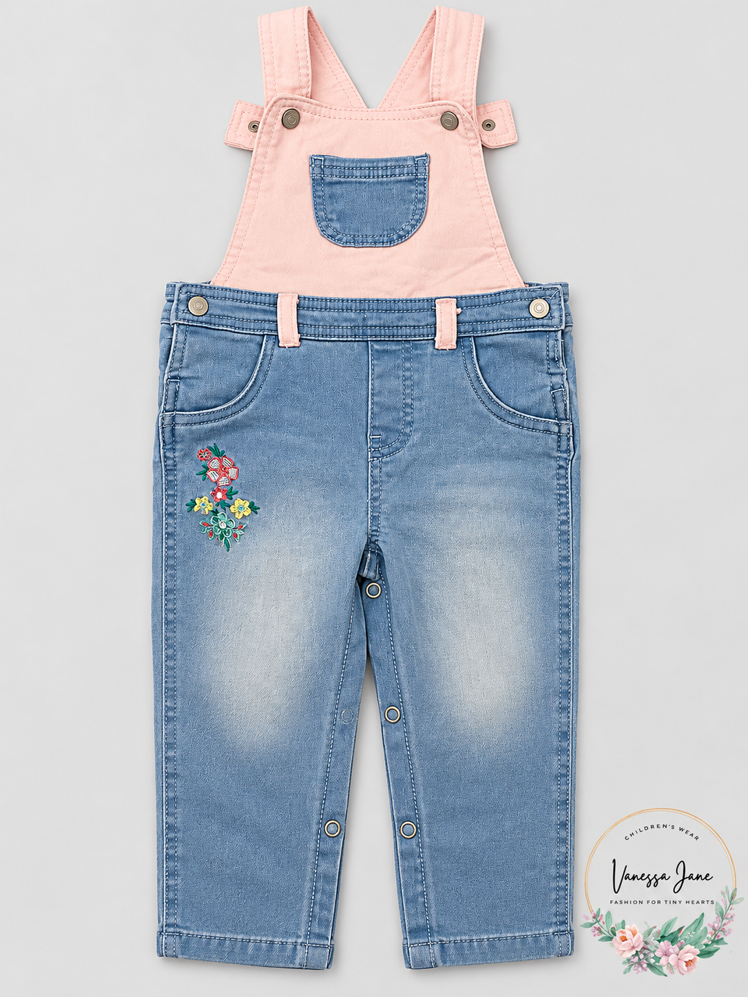 First Impressions Baby Girls Pink Blue Floral Overalls 24 Months