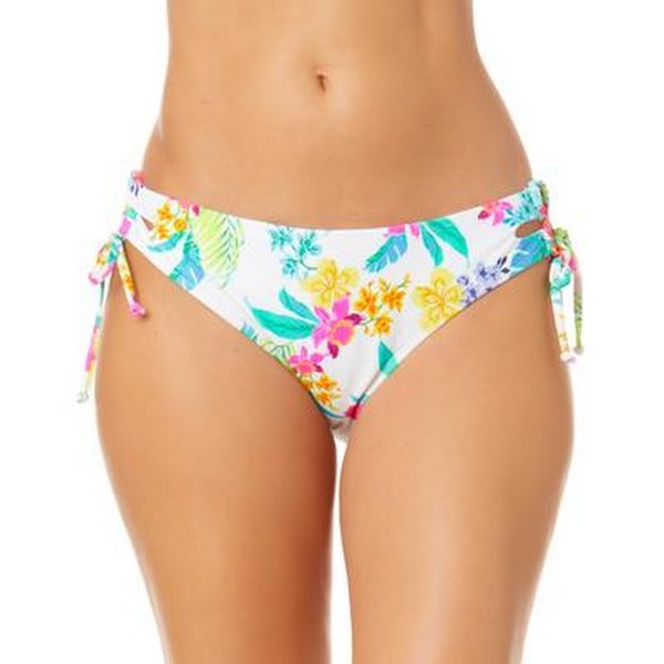 Salt + Cove Juniors Retro Hibiscus Lace-up Hipster Bikini Bottoms