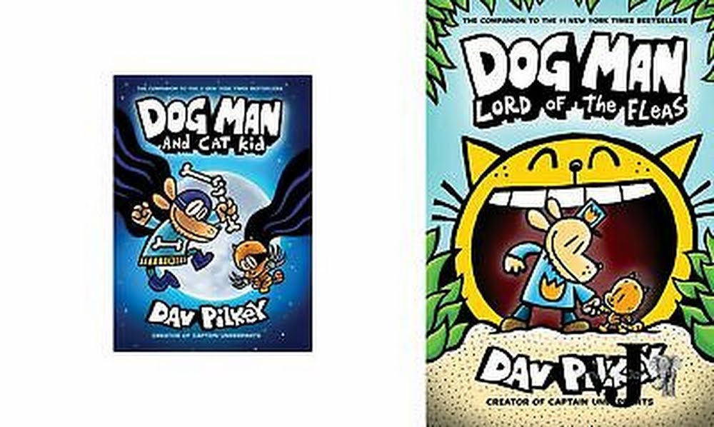 Lot of 2 Books Dog Man and Cat Kid, Lord of the Fleas