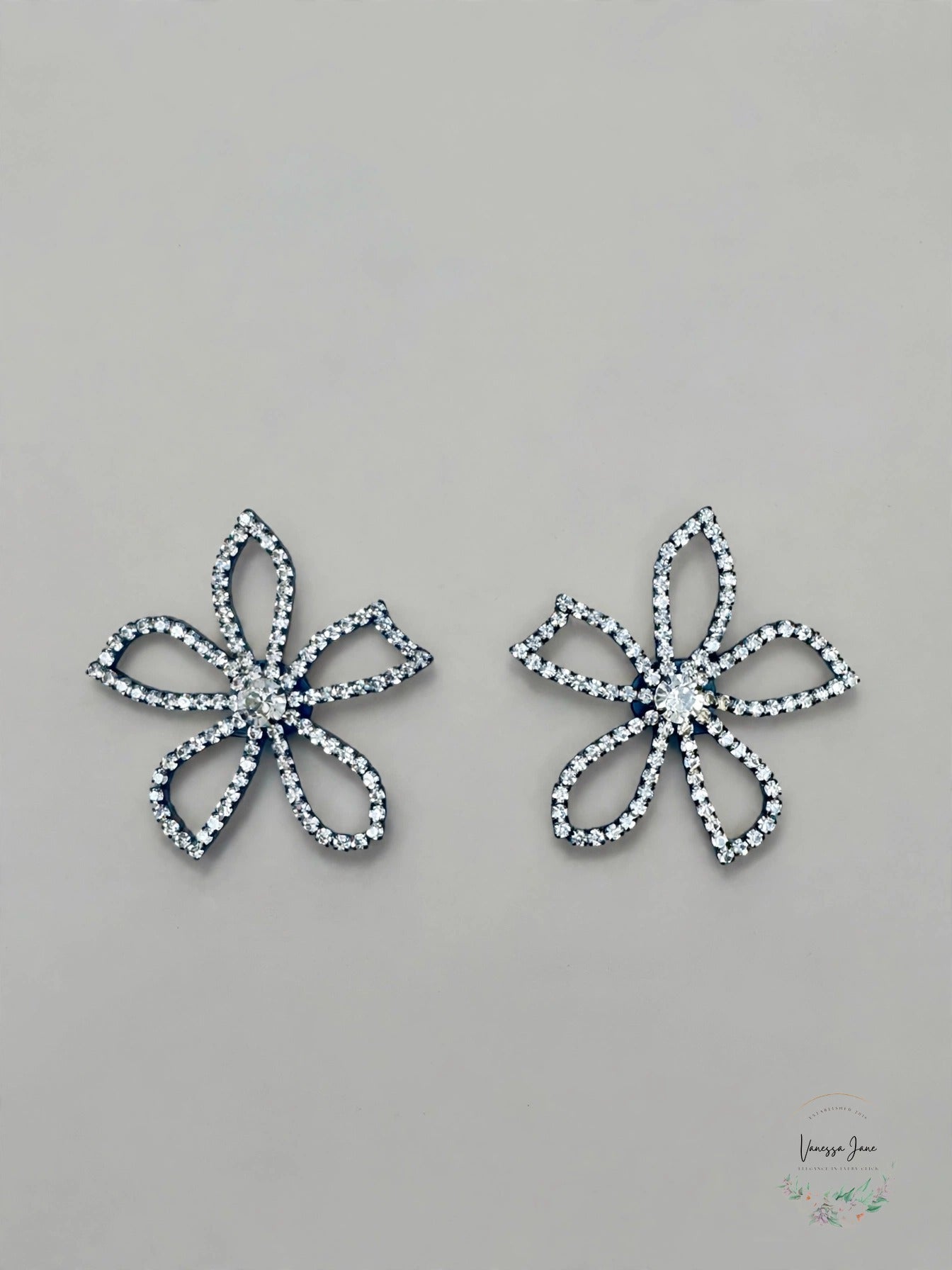 Parker Rose Crystal Flower Statement Earrings, Silver-Tone