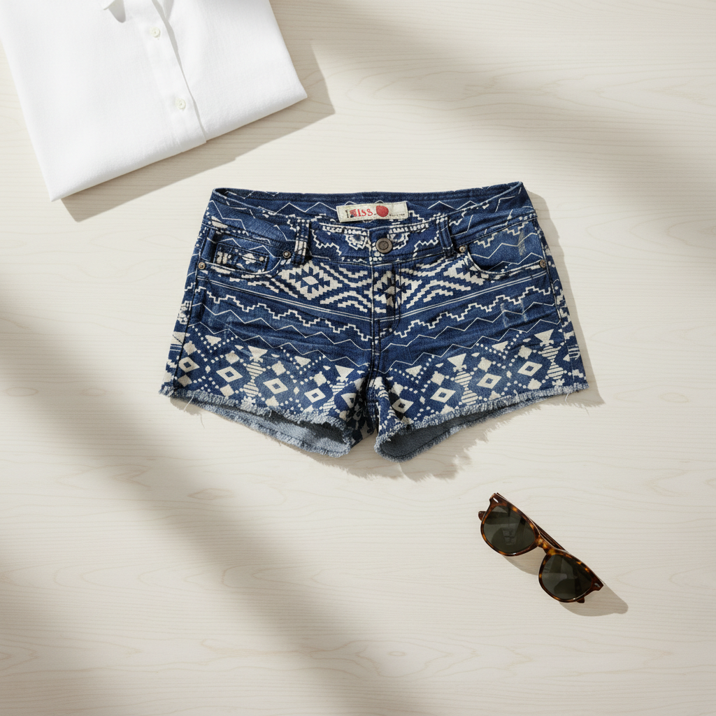 1ST Kiss Denim Aztec Shorts,Size 5