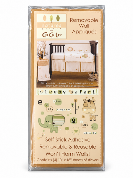 CoCaLo Sleepy Safari Removable Wall Appliques Nursery Decals 4 Sheets