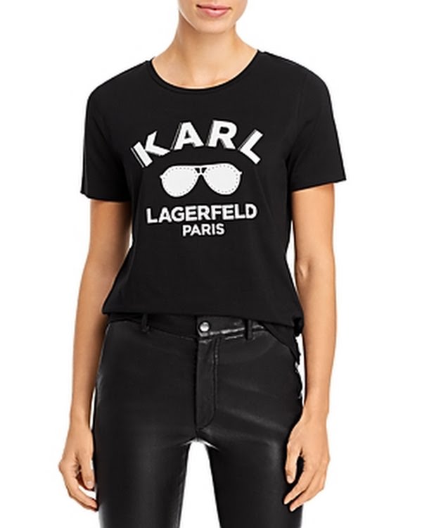 Karl Lagerfeld Paris Sunglasses Graphic Print Tee, Size Small