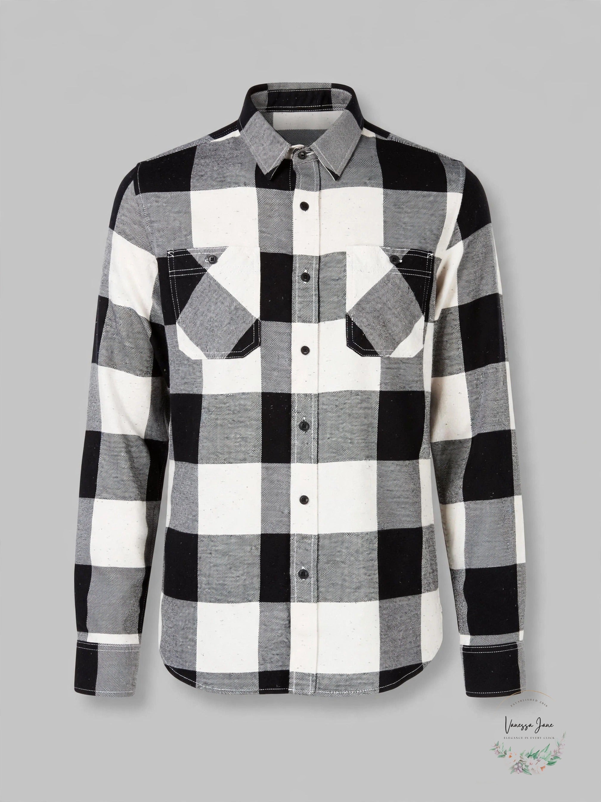 American Rag Adam nep check shirt black white stock photo