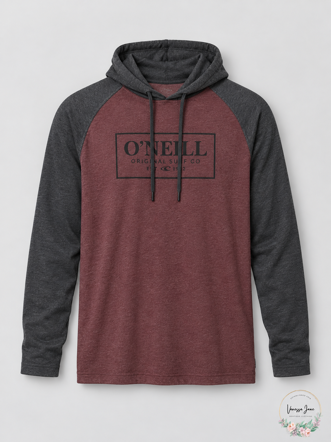 O'Neill Men's League Hooded Pullover Large Wine & Charcoal
