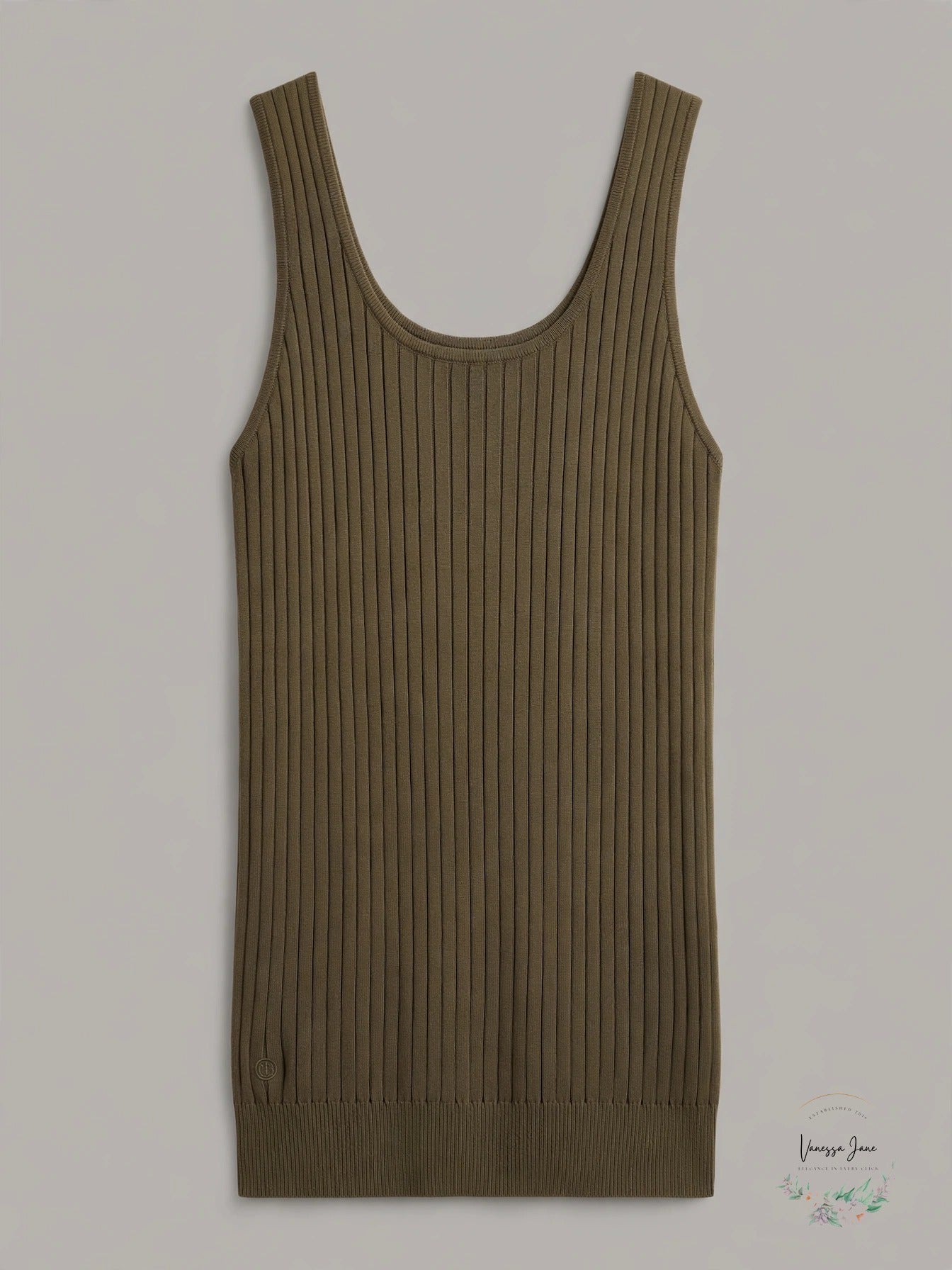 Remain Birger Christensen Gere Rib-Knit Tank, Size Medium, Tarmac