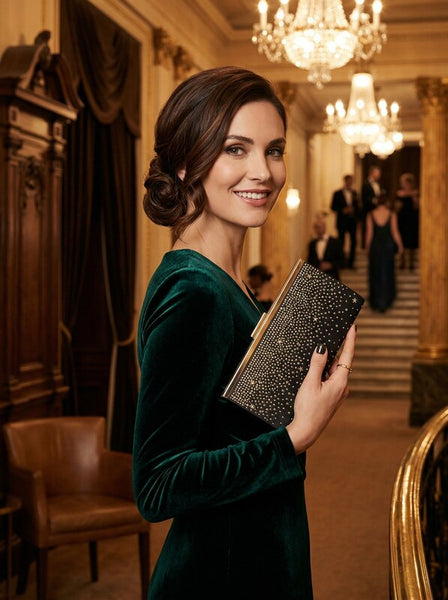 INC International Concepts Black Studded Carolyn Clutch Bag