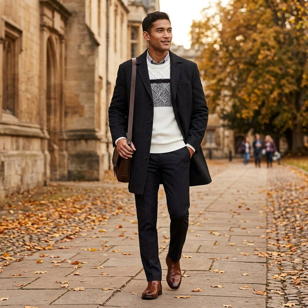 Calvin Klein Mens Minneapolis Wool-Blend Slim-Fit Overcoat, 42 R/Black