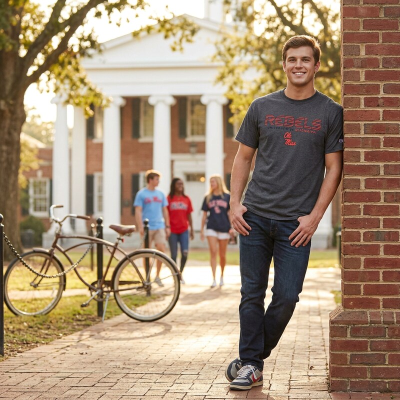 Champion NCAA Youth Boys Short Sleeve Jersey Shirt Ole Miss Rebels, Large