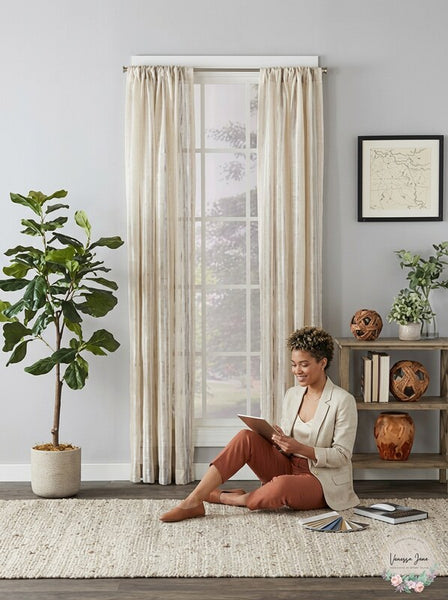 Saturday Knight Aiden Stripe Light-Filtering Rod Pocket Single Curtain Panel