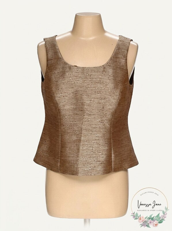 Kasper Women Gold Sleeveless Top, Size 10 Petite