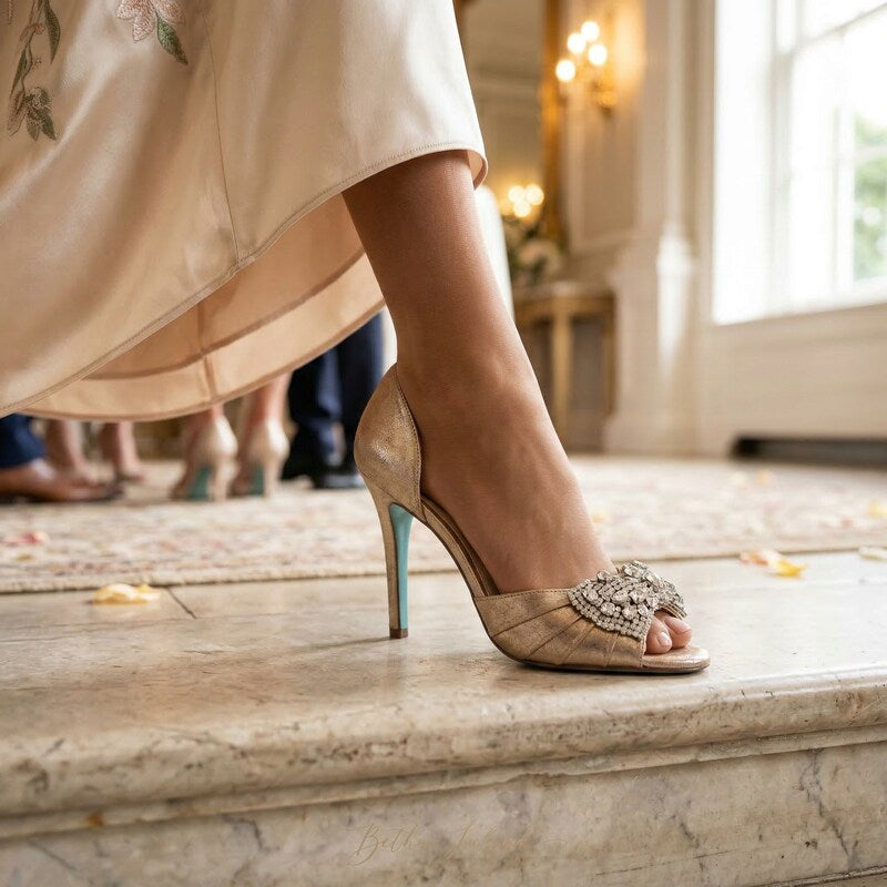 Betsey Johnson Women's Gown Pump Genuine Leather Women Shoes Blue, Size  8