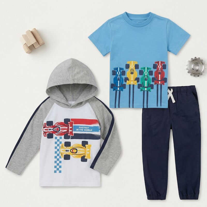 Kids Headquarters Baby Boys 3-Pc. Race Car Tee and Jogger Pants Set, 24 Months