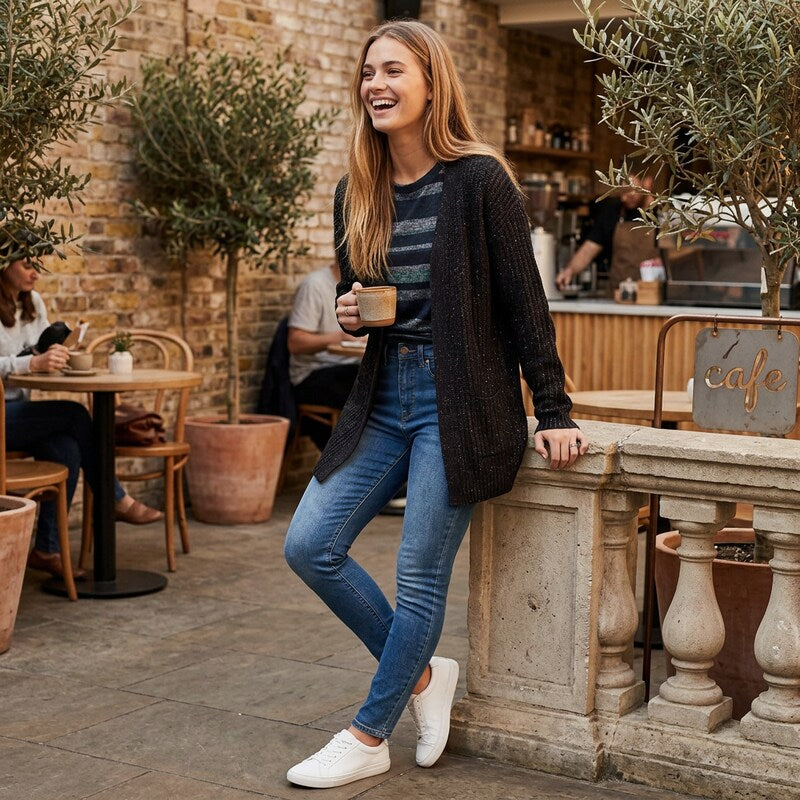 Planet Gold Juniors Chunky Lace-Up Cardigan Color Black Beauty Plaited Sz Large