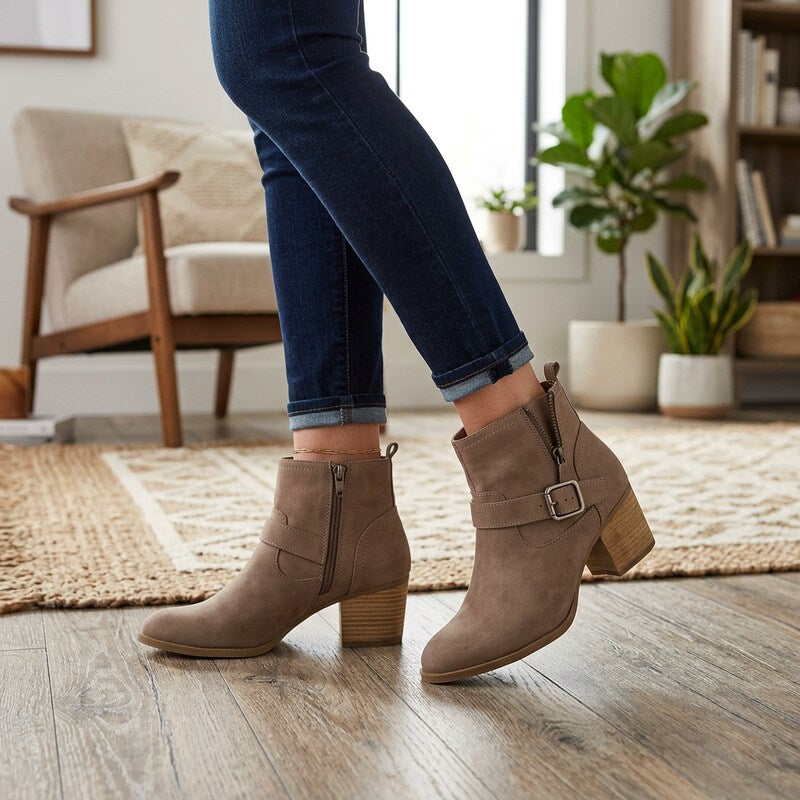 Madden Girl Womens Fibbi Ankle Boot, Taupe, Size 9.5