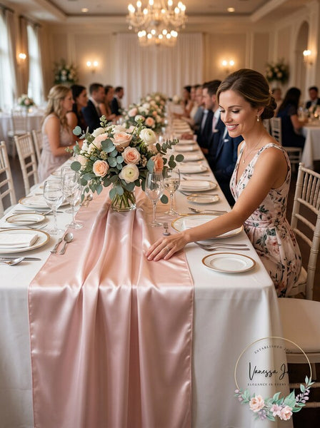 MDS Pack of 10 Wedding 12 x 108 Inch Satin Table Runner for Wedding Banquet Deco