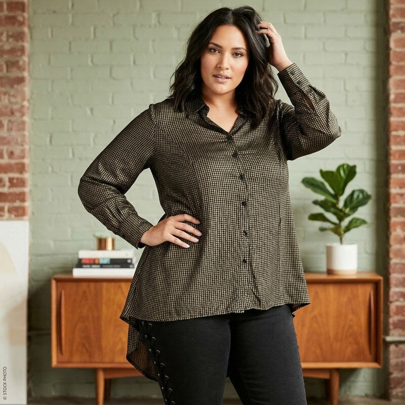 City Chic Plus Size Autumn Spell Button-Up Top, Size 16