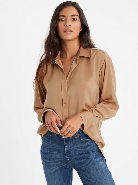 Banana Republic Petite Silky Oversized Shirt, Size Large