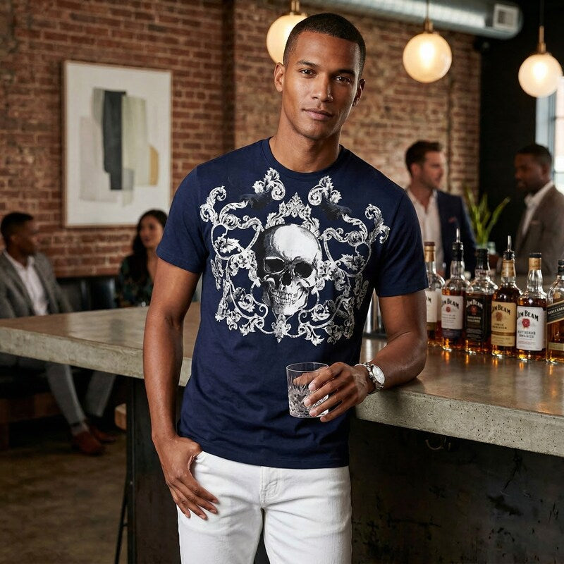 INC Mens Metallic Crew Neck Graphic T-Shirt, Size Medium