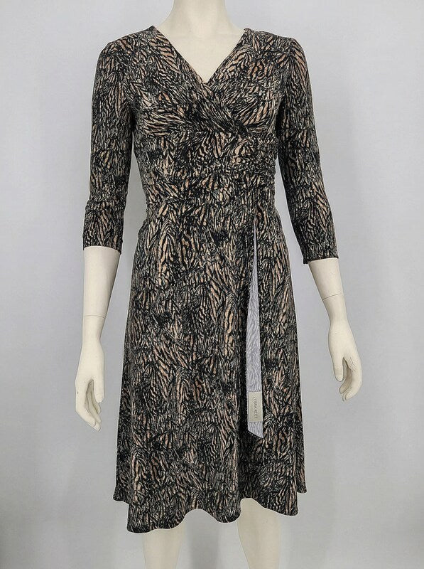 Anne Klein Faux-Wrap Animal-Print Dress, Size 2
