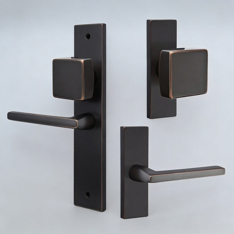Emtek Dummy 10 in Mortise Set with Hercules Lever and Square Knob