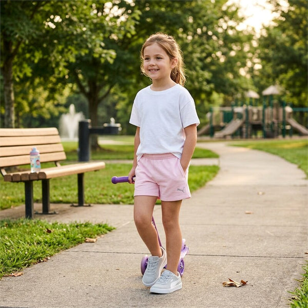 Puma Big Girls French Terry Pull-on Shorts - Pink Small/7