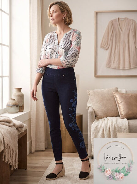 Style & Co Floral-Print Skinny Jeans, Size PL