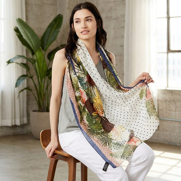 INC International Concepts Tropical Stripe Scarf Wrap & Cover-Up Pareo Peach