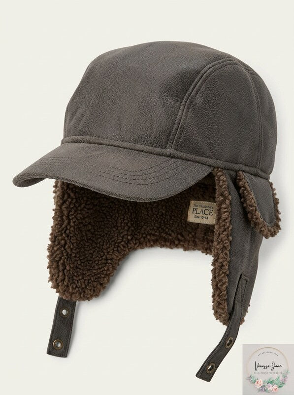 The Childrens Place Boys Sherpa Fur-Lined Trapper Hat, Size 10-14