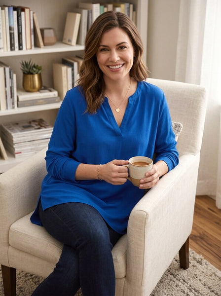 I.n.c. Petite Split-Neck Top, size pp