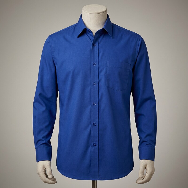 OCK Men's Long Sleeve Button Down Dress Shirt, Blue, Size L