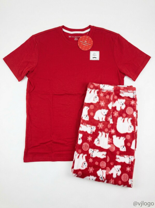 Karen Neuburger Men's Holiday PJ Set Bear Flakes, Red/ Large