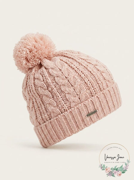 Steve Madden Lurex-Knit Beret with Pom Pom One Size